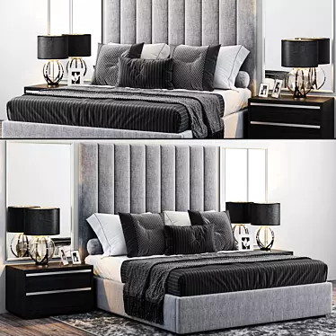 Adler Diamond Tufted Bed - RH Modena Collection 3D model image 1 