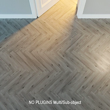 Natural Wood Herringbone Parquet 3D model image 1 