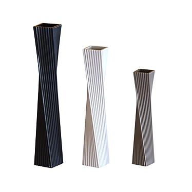 Contemporary Ceramic Vases - 3 Piece Set [Multiple Sizes & Colors] 3D model image 1 