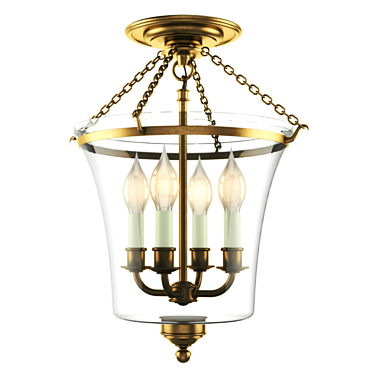 Antique Brass Sussex Semi-Flush 3D model image 1 