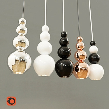 Bubble Pendant Lamp: Chrome, Porcelain & Copper 3D model image 1 