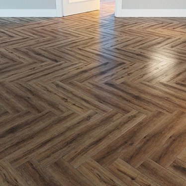 Natural Wood Herringbone Parquet 3D model image 1 