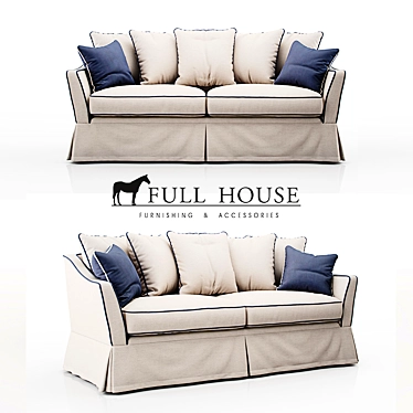 Elegant Provance Sofa in Textile and Solid Wood 3D model image 1 