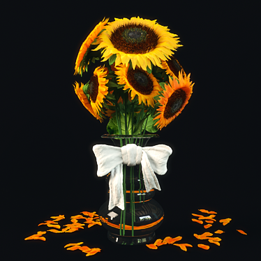 Sunflower Vase: Decorative Floral Accent 3D model image 1 
