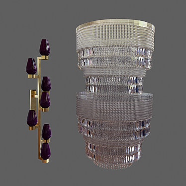 Crystal Chandelier & Wall Sconce Set 3D model image 1 