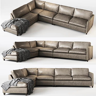 Dryden Leather 3-Piece Sectional 3D model image 1 