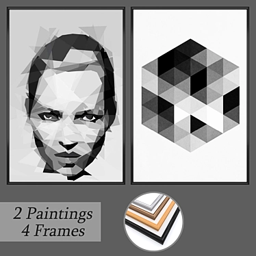 Diverse Frame Set with Wall Paintings 3D model image 1 