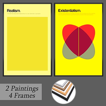 DecorSet 209: 2 Paintings, 4 Frame Options 3D model image 1 