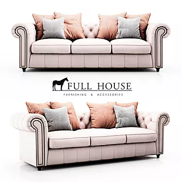 Classic Chester Sofa: Textile & Solid Wood 3D model image 1 