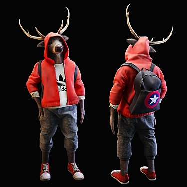 Polygons Schoolboy Deer 3D model image 1 