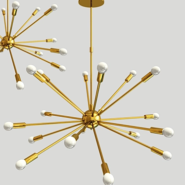 Elegant 18-Light Brass Sputnik Chandelier 3D model image 1 