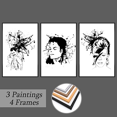 "Gallery Collection: Set of 3 Wall Paintings 3D model image 1 