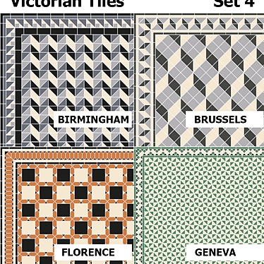 Elegant Victorian Tiles Set4 by Topcer 3D model image 1 