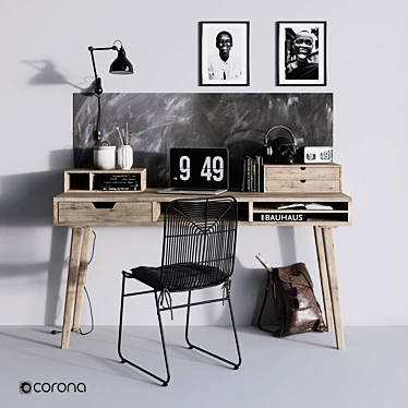 Versatile Work Desk with Chalkboard 3D model image 1 