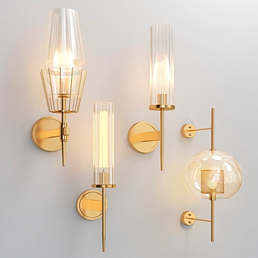 Elegant Quadruple Wall Lamps 3D model image 1 