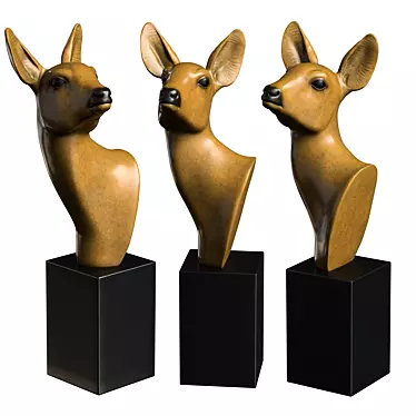 Bronze Roe Deer Sculpture 3D model image 1 