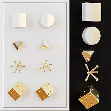 Elegant Marble and Brass Furniture Handles 3D model image 1 