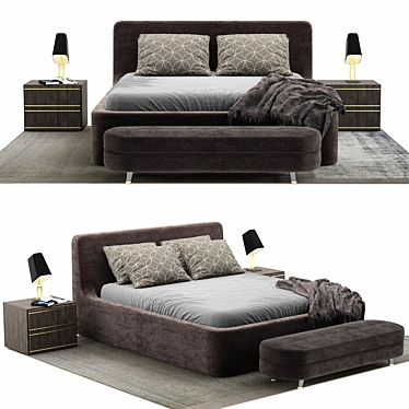 Modern Continental Bed 3D model image 1 