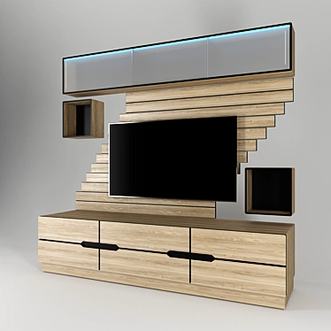 Modern TV Stand: Sleek and Sturdy 3D model image 1 