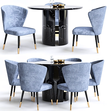 Elegante Minotti Chair Set 3D model image 1 