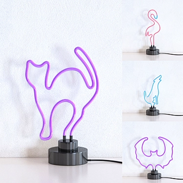 Neon Animal Sculptures: Vibrant Novelty Lighting 3D model image 1 