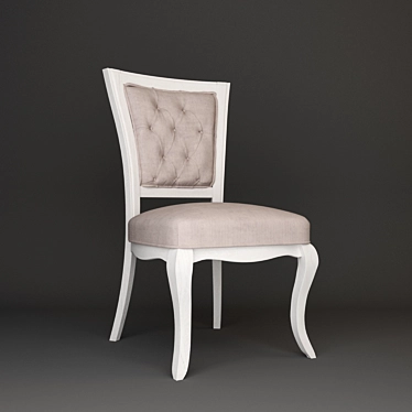 Distressed White Wood Dining Chair 3D model image 1 