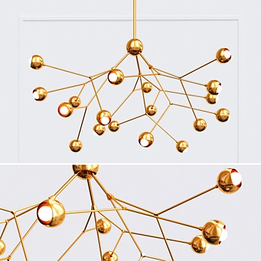 Elegant Boom Brass Chandelier 3D model image 1 