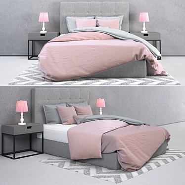 Valentina Pink Dream Bed 3D model image 1 
