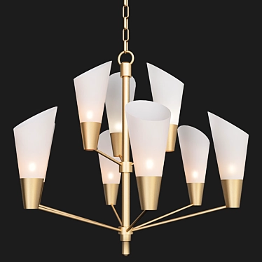 Elegant Brass Cornet Chandelier 3D model image 1 