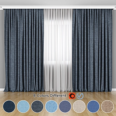 8 Color Mesh Curtains: Stunning & Versatile 3D model image 1 