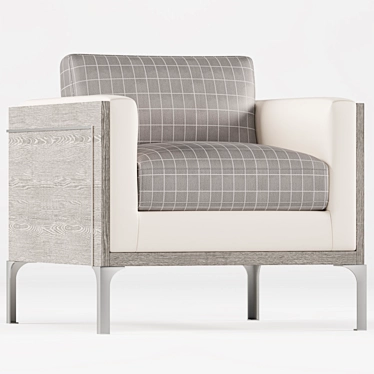 Gray Plaid Oak Armchair | Modern Classic 3D model image 1 