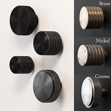 Sleek Metal Furniture Buttons Set 3D model image 1 