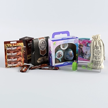 Quadruple Candy Set: Timtam, Asterisk, Frozen Gift 3D model image 1 