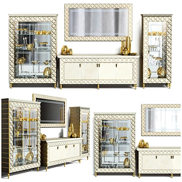 Elegance in Glass: 4-Door Sideboard & Glass Cabinets 3D model image 1 