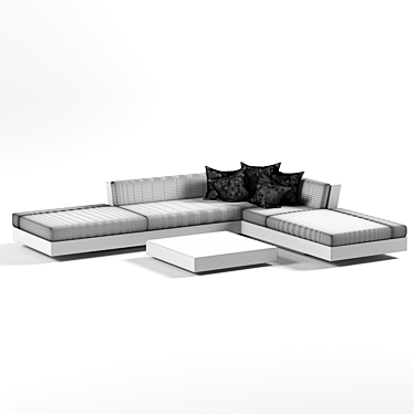 Modern 2-Seater Sofa Set 3D model image 1 