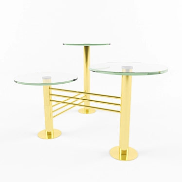 Glamorous Gold Glass Side Table 3D model image 1 