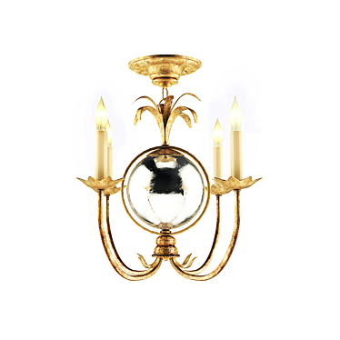 Elegant 4-Light Gilded Iron Chandelier 3D model image 1 