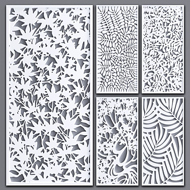 Elegant Decorative Partition - 5 Panels 3D model image 1 