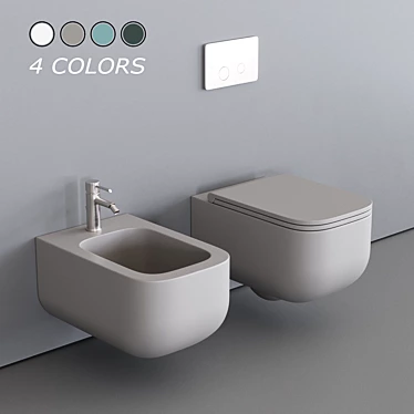 Esedra Revolution Wall-Hung Toilet & Bidet 3D model image 1 