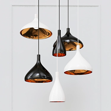 Sleek Industrial Pendant Lighting 3D model image 1 