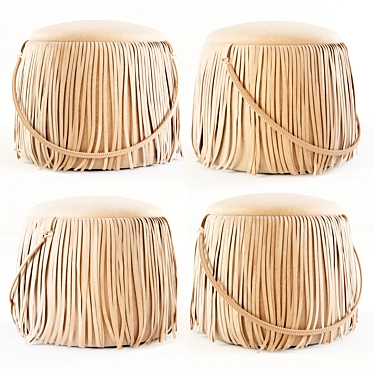 Elegant Ribbon Fringe Pouf 3D model image 1 