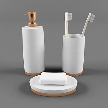 Elegant Rose Gold Bathroom Set 3D model image 1 