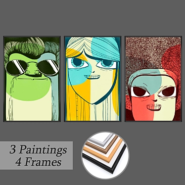 Gallery Collection - Set of 3 Wall Paintings 3D model image 1 