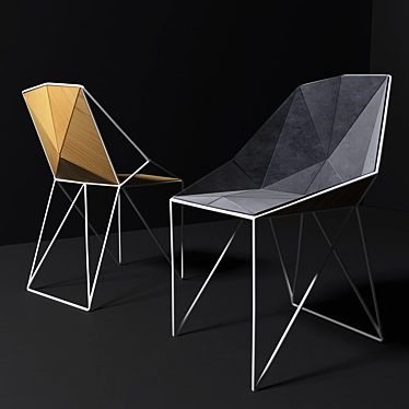 Sleek Metal & Plywood Chair 3D model image 1 