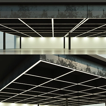 Modern Beam Ceiling with Integrated Lighting 3D model image 1 