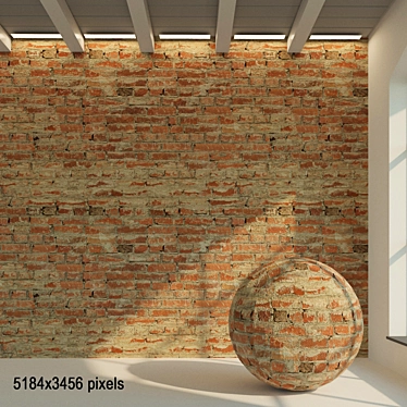 Title: Authentic Old Brick Wall 3D model image 1 