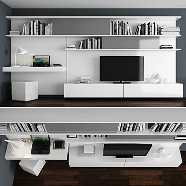 Modern TV Stand and Work Zone 3D model image 1 