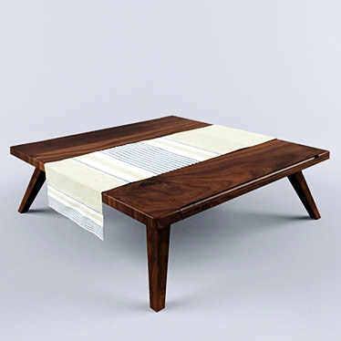 Charming Wooden Tea Table 3D model image 1 