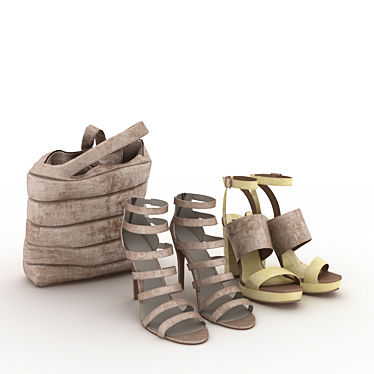 Stylish Set: 1 Bag, 2 Shoes 3D model image 1 