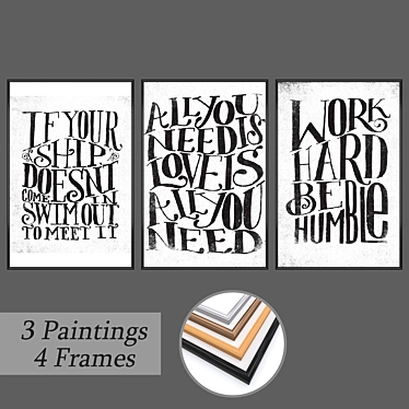 Versatile Wall Art Set with Multiple Frame Options 3D model image 1 